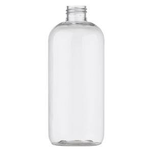 12 oz Clear PET Boston Round Bottle 24-410 Neck Finish-Front View