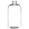 16 oz Clear PET Boston Round Bottle 24-410 Neck Finish-Front View