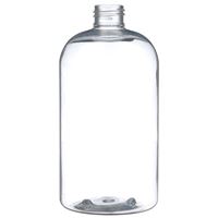 16 oz Clear PET Boston Round Bottle 24-410 Neck Finish-Front View
