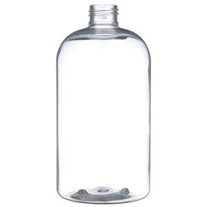 16 oz Clear PET Boston Round Bottle 24-410 Neck Finish-Front View