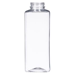 16 oz Clear PET Square Bottle 38 mm Neck Finish-Front View