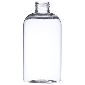 8 oz Clear PET Boston Round Bottle 24-410 Neck Finish-Front View