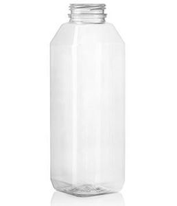 16 oz Clear PET Rectangle Bottle 38 mm Neck Finish (Front View)